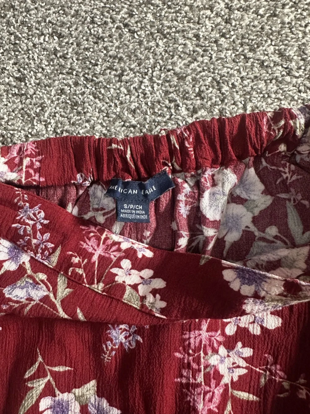 American Eagle Outfitters Red Floral High-Low Skirt